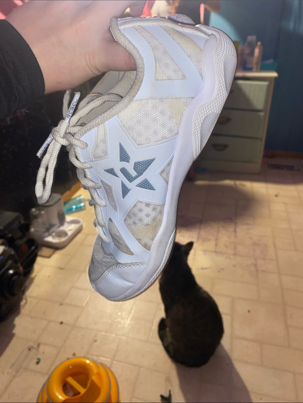 rebels White Athletic Sneaker with Gray Star Logo